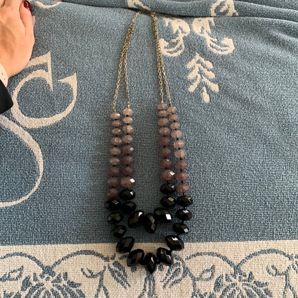 Anthropologie Elegant Black and Gray Beaded Necklace